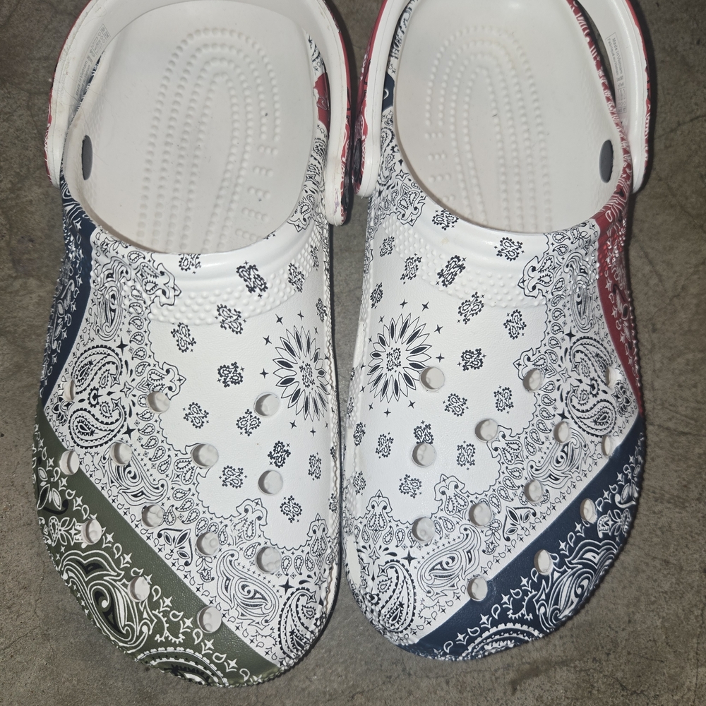 Bandana Print Clogs - White, Green, Blue, Red